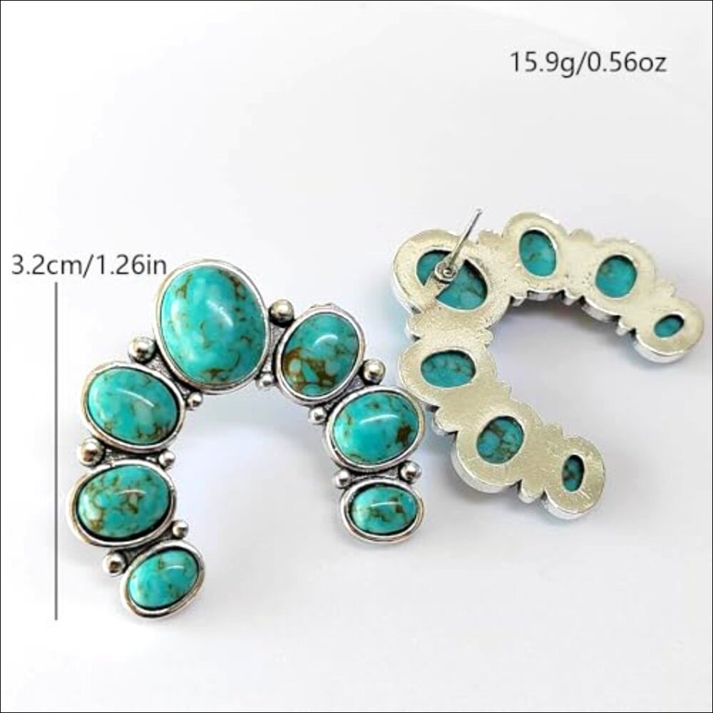 Turquoise Dangle Metal Large Oval Statement Teard… - image 7